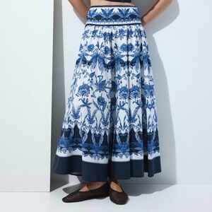 H&M Navy and White Floral Maxi Skirt